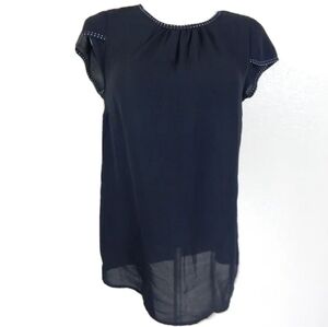 Modcloth Black and White Dot Trim Blouse